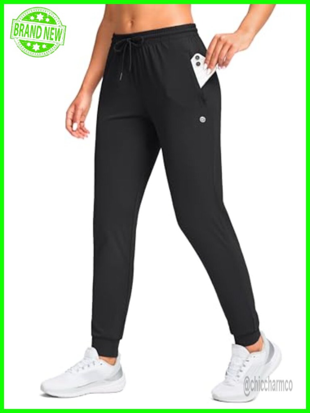 Women's Joggers Sweatpants with Zipper Pockets Tapered Athletic Lounge Pants